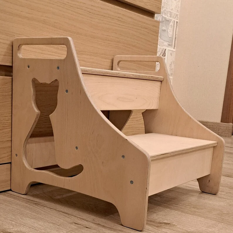 Детский табурет для малышей ванная комната деревянный двухступенчатый