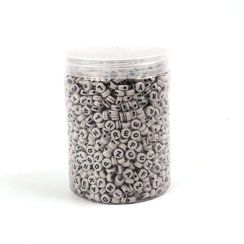 
7*3mm Flat Round White Acrylic Alphabet Letters Beads for Jewelry Making 