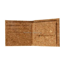 FSC Cork factory wholesale Eco friendly Vegan Cork wallet Customized Logo Rfid Men Leather Wallet bags cases