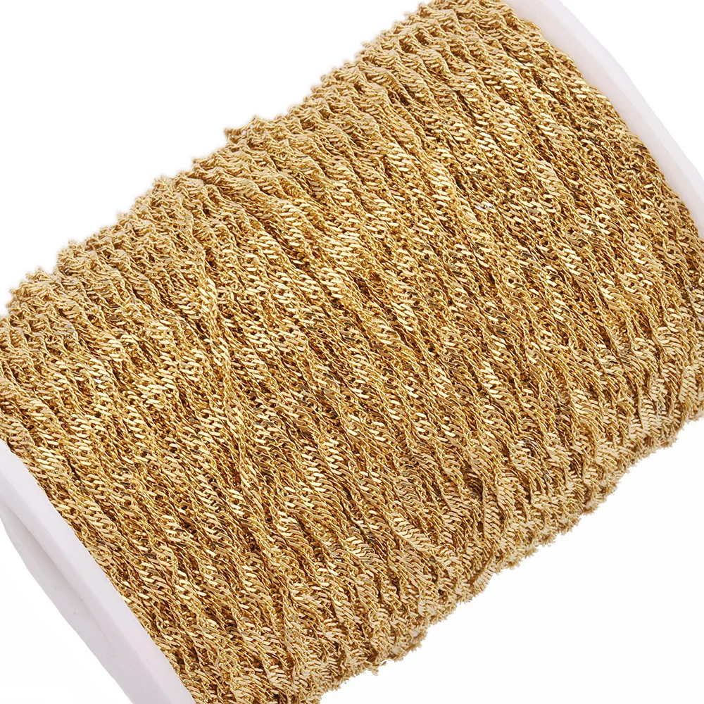 Продажа в метре, китайские ювелирные изделия pvd, Золотая водяная волна, нержавеющая сталь, Сингапур, ожерелье, измеритель водяной волны, рулон цепи