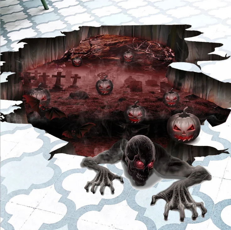 
Scary Halloween Realistic 3D stickers Floor Decal Stickers for Halloween Decoration PVC Floor Stickers 