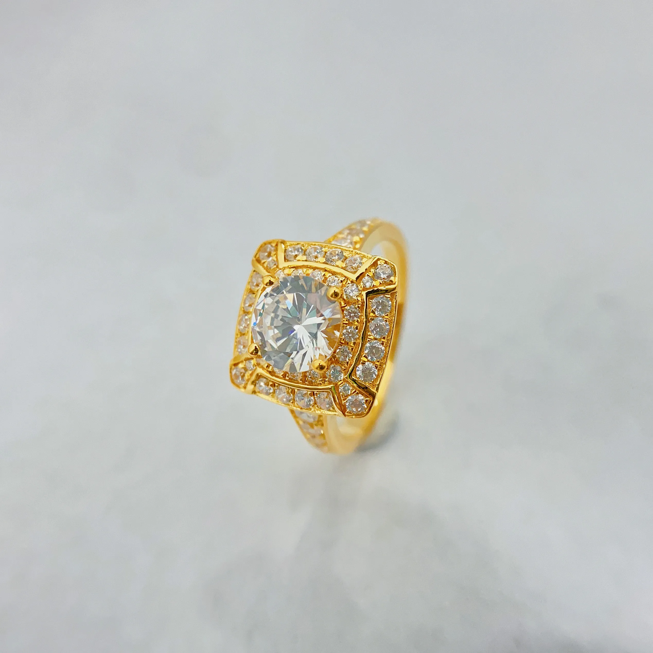 18k Gold Plated Jewelry Design Hotsale Natural Gemstone Cubic Zircon Crystal Ring Fashion 925 Silver Ring