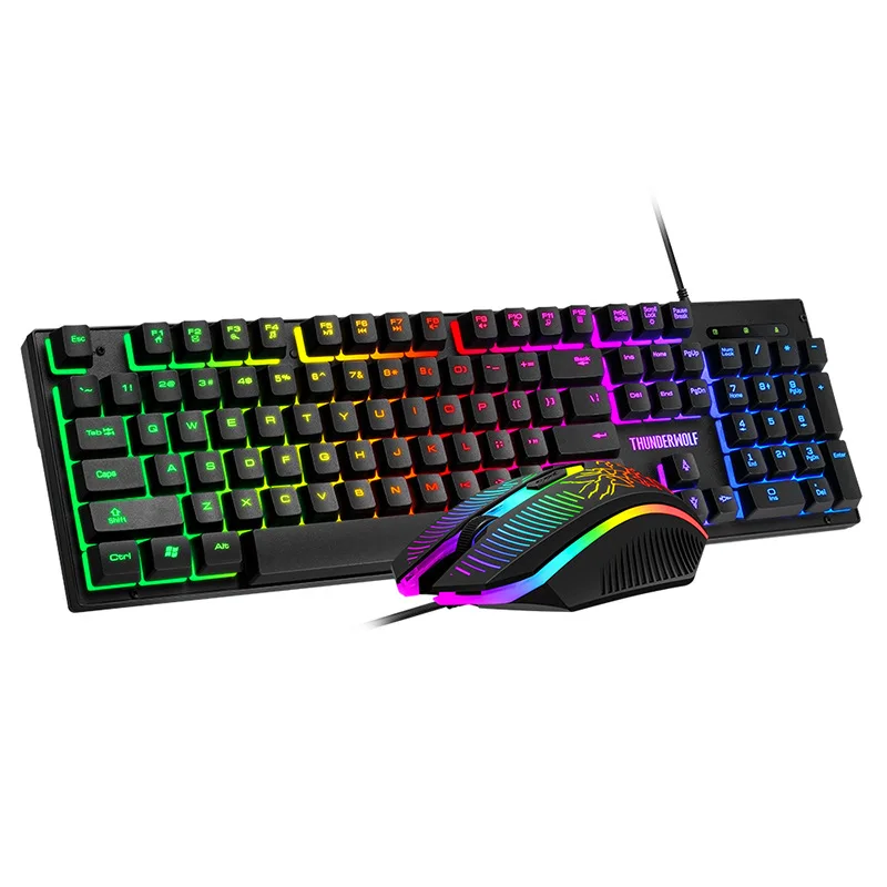 Thunder Wolf TF400 Game Four-piece Luminous Game Set Keyboard Mouse Headset RGB Key Mouse Computer Accessories