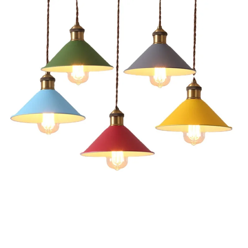 Minimalist Creative Macaron Pot Lid Horn Iron plated color Pendant Light chandelier for Canteen Cafe Restaurant Hotel