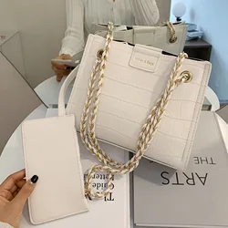 Женская сумка-мессенджер в Корейском стиле, модная вместительная сумочка-тоут на цепочке, комплект 2 в 1