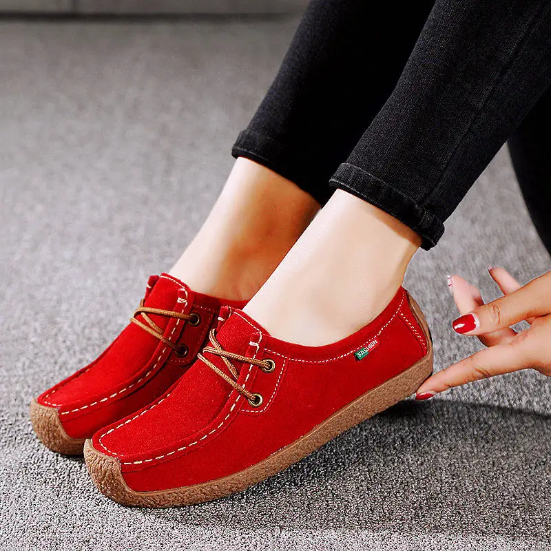 Plus Size Cow Suede Custom Logo Custom Shoes Slip On Outdoor Hot Sell Sport Tassel Loafers Ladies Moccasins Flat Shoes Women