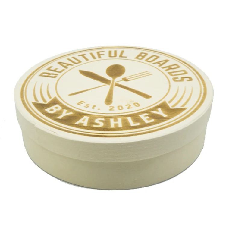 Wholesale Custom Eco-friendly Natural Color Bio-degradable Round Wood Gift jewelri watch packag food cheese cake charcuterie Box