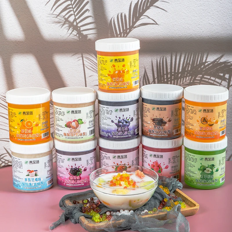 Popping Bursting Boba Taiwan Premium Quality Good Taste  Konjac 3Kg Bursting Pearls Lychee Fruit Flavor Ready To Eat