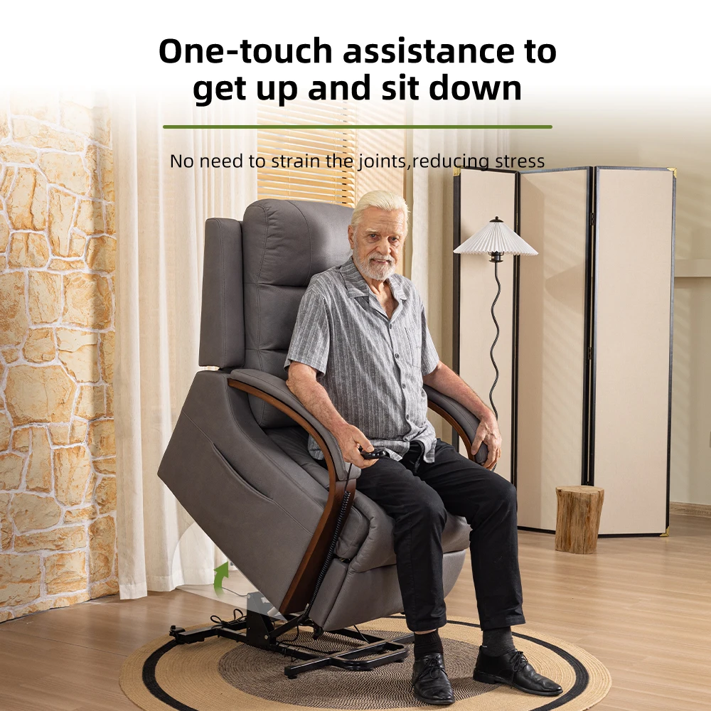 Tecforcare Elderly care products leather electric recliner sofa with roller patient home care medical sofa for living room