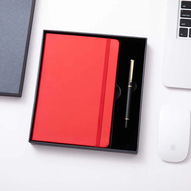 A5 Hard Cover Pu Leather Notebook Set with Pen with Custom Logo And box business gift set