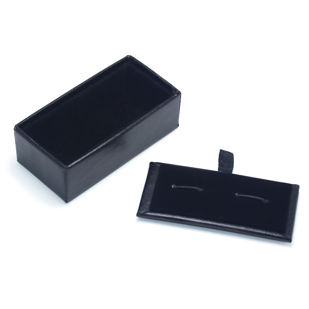 Cardboard Sponge Packing Hardboard Cufflinks Wedding Gifts Jewelry Box Case Black Leather Paper Storage Cufflink Box Wholesales
