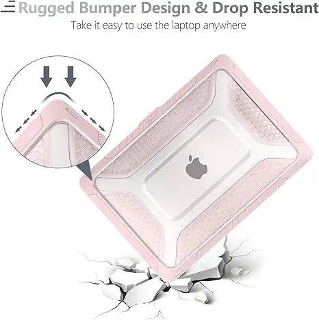 Light Pink Heavy Duty Honeycomb Design with Slim TPU Bumper and Fold Kickstand laptop case for Macbook 11 12 13 15 16inch