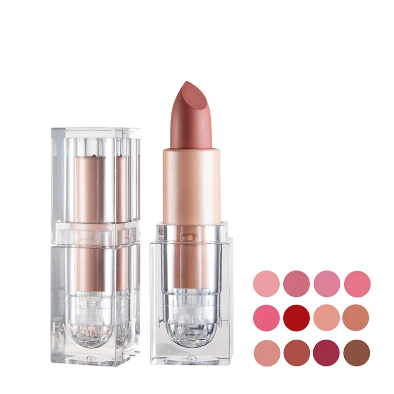 2023 12Color Spot Goods OEM Small Ice Cubes Lipstick Matte Waterproof Easy To Color Lipstick Customize Lipstick