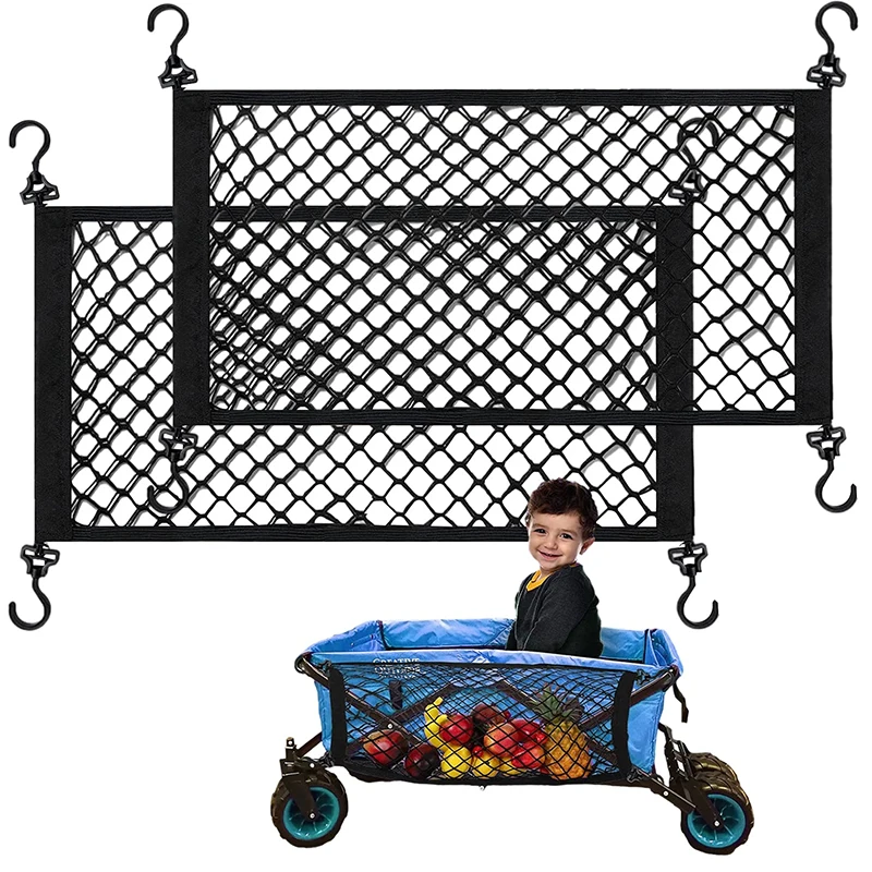 OEM Factory Cargo Net for Heavy Duty Stroller Wagon Stretchable Pocket Large Storage Mesh Net for Folding Wagon Cart Accessories
