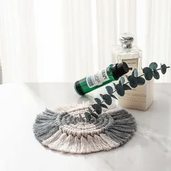 Boho nordic Indian Christmas luxury table decor wedding cotton woven tea coffee drink candle tassels macrame cup mat coaster