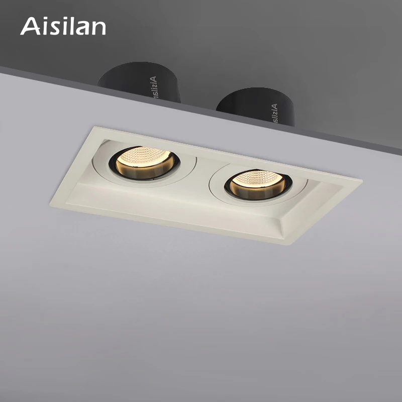 aisilan Square Anti Glare for Living Room Bedroom multi 3 2 1 head COB Led Recessed Downlight spotlight