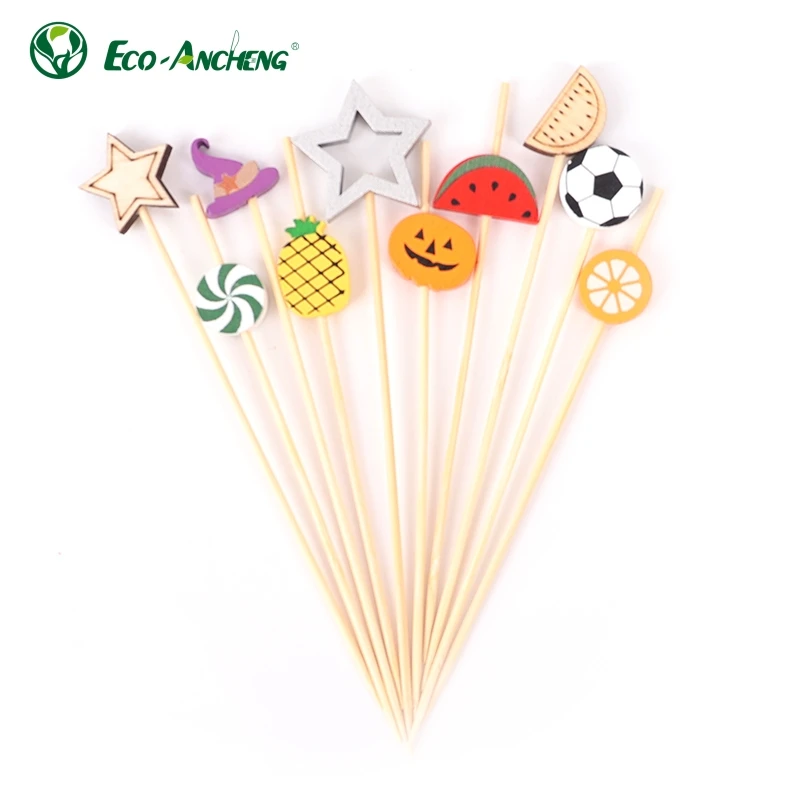Fancy Decoration Bead Eco Friendly Cocktail Stick Disposable Wooden Bamboo Fruit Toothpick In China