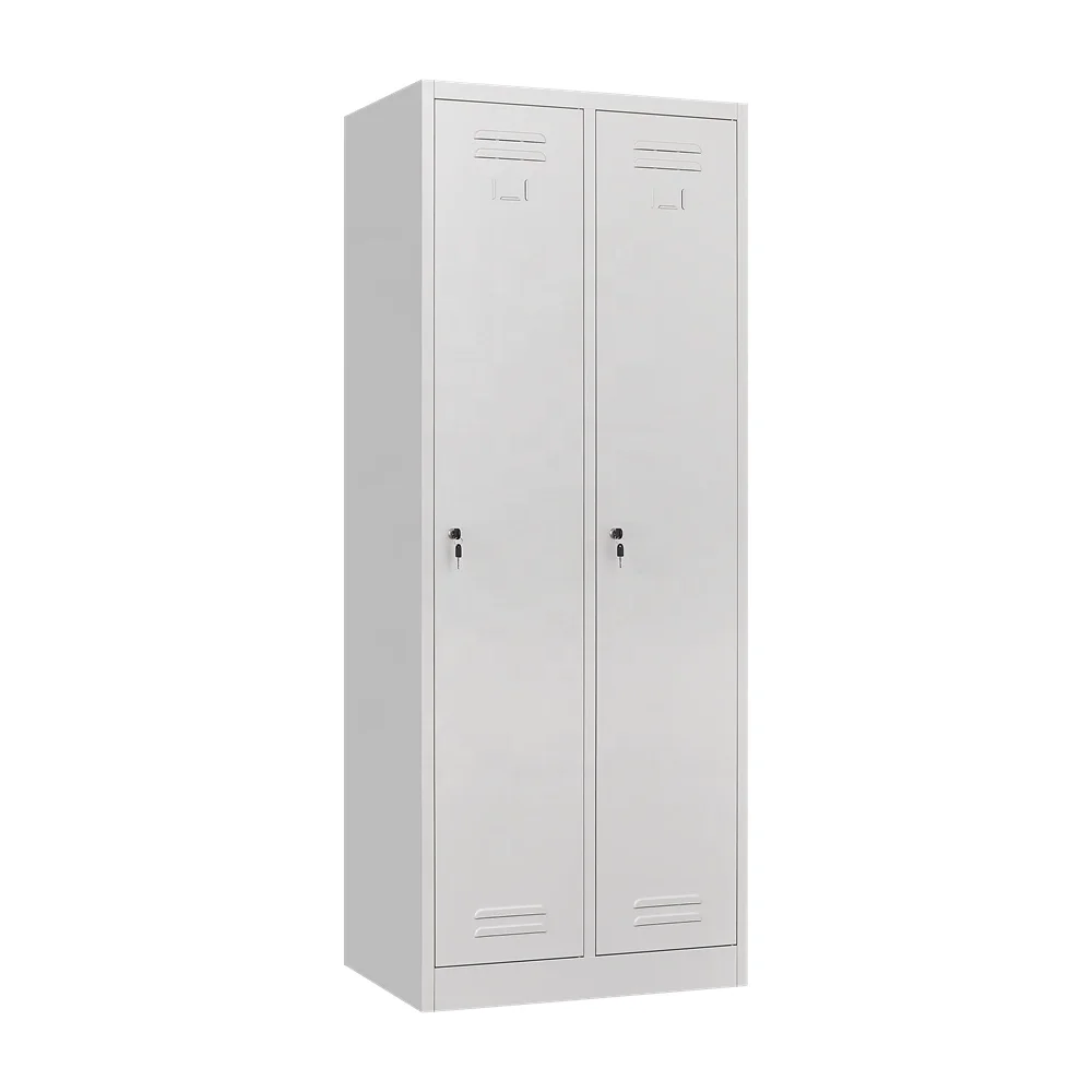 Steel Single Steel Locker Wardrobe 2 Doors Metal Clothing Locker With Key Lock