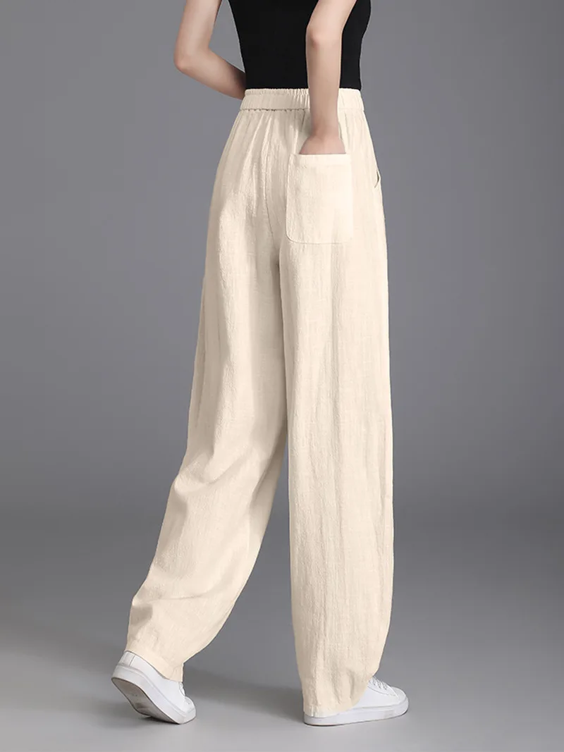 Narrow Slim Cool Pants for Women Custom Linen Cotton New Banana Wide Leg Trousers