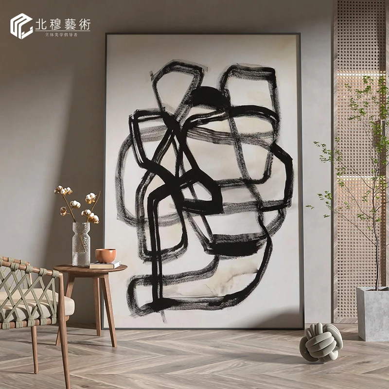 Modern Simple Abstract Lines Living Room Background Wall Decorative Painting Premium Sense Art Entrance Hanging Painting