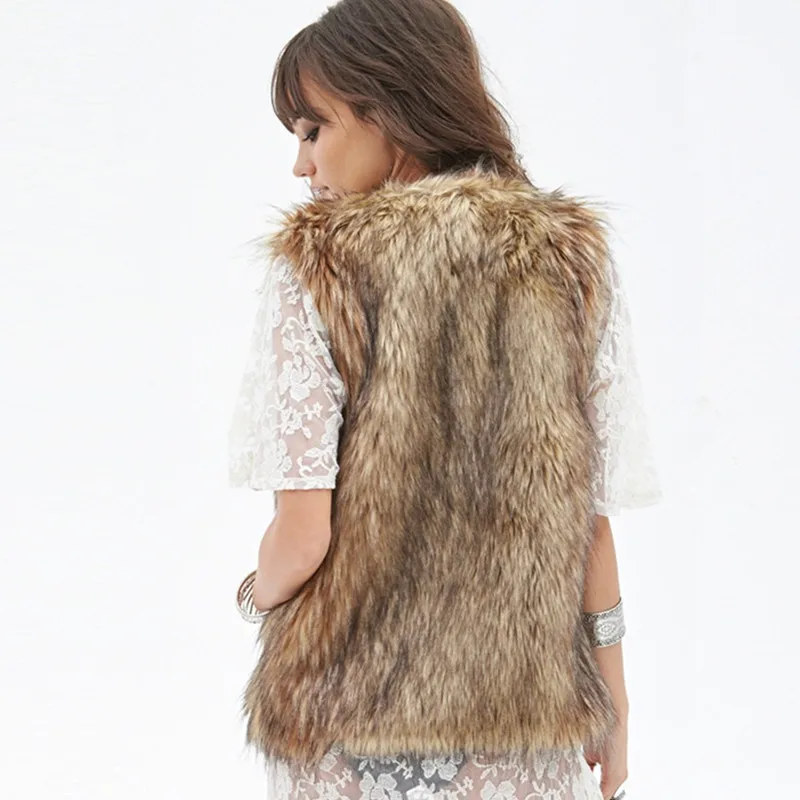 Most Cheapest European American Popular Fake Fur Coat Raccoon Fur Vest Women Faux Raccoon Fur Vest
