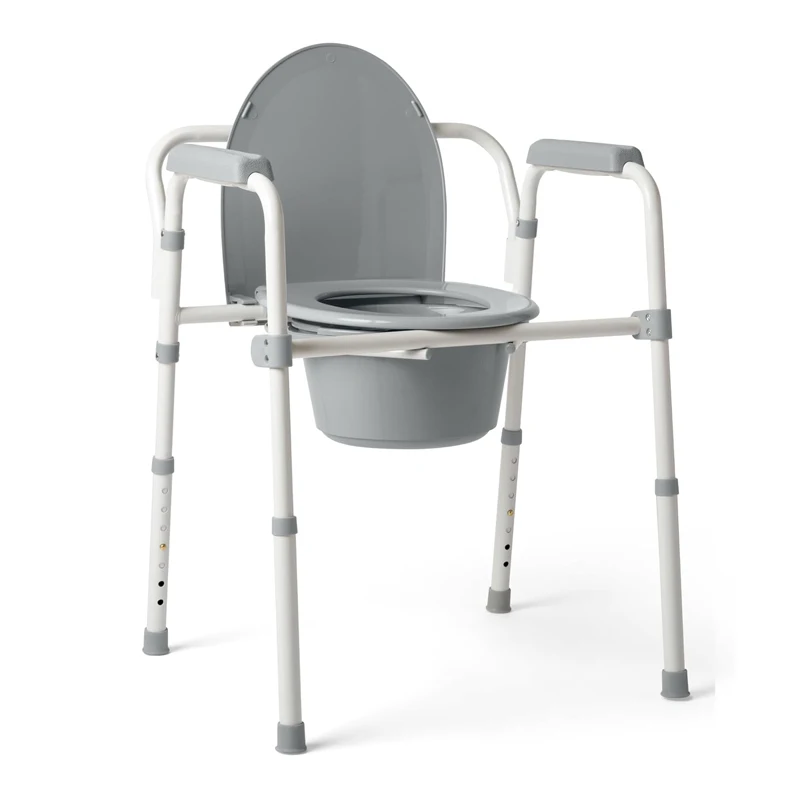 Bliss Medical 3-in-1 350 lbs Easy Cleaning Sturdy Folding Frame Steel Bedside Commode Chair with Bucket for Elderly Seniors