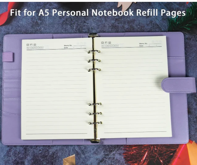 Custom Wholesale A5 Leather binder leather Cover with Magnetic Buckle Closure Refillable Papers for Multiple use