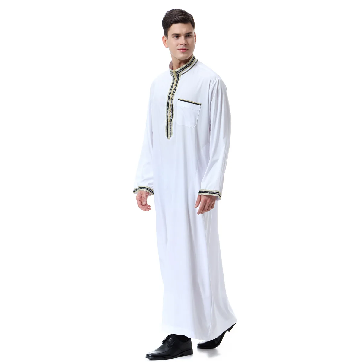 2023 Hot Sale Muslim Man Abaya Islamic Saudi Kaftan Arab Clothes Men Thobe Thawb Caftan