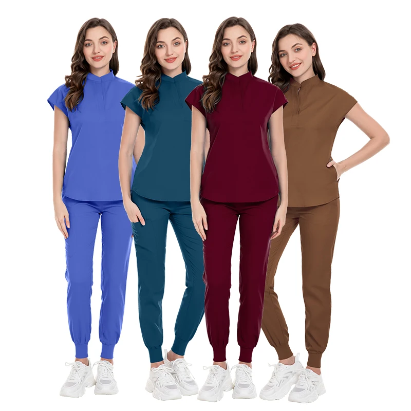 Hot Selling Yellow Color Scrubs Medical Uniform Women Nursing Scrub Set Dental Hospital OEM Clinic Flare Pants Hospital Uniform