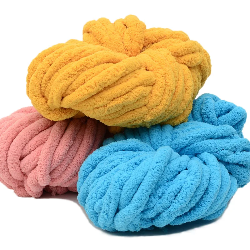 Factory Wholesale Arm Knitting Chunky Chenille Yarn Bulky 28Yards Thick Knit Organic Vegan Chenille Yarn