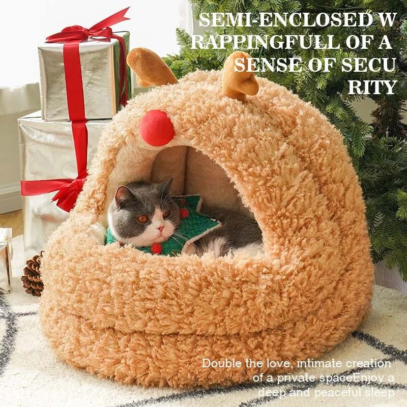 Elk Christmas Dog Bed Suitable For Dogs And Cats  Keep Warm In Winter Cat Mat Universal for all seasons Dog Bed for Medium