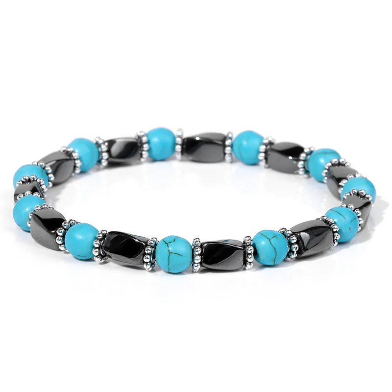 2024 Wholesale Natural Stone Beads Bracelet Energy Magnetite Button Beads Elastic Bracelet Women Men Accessories