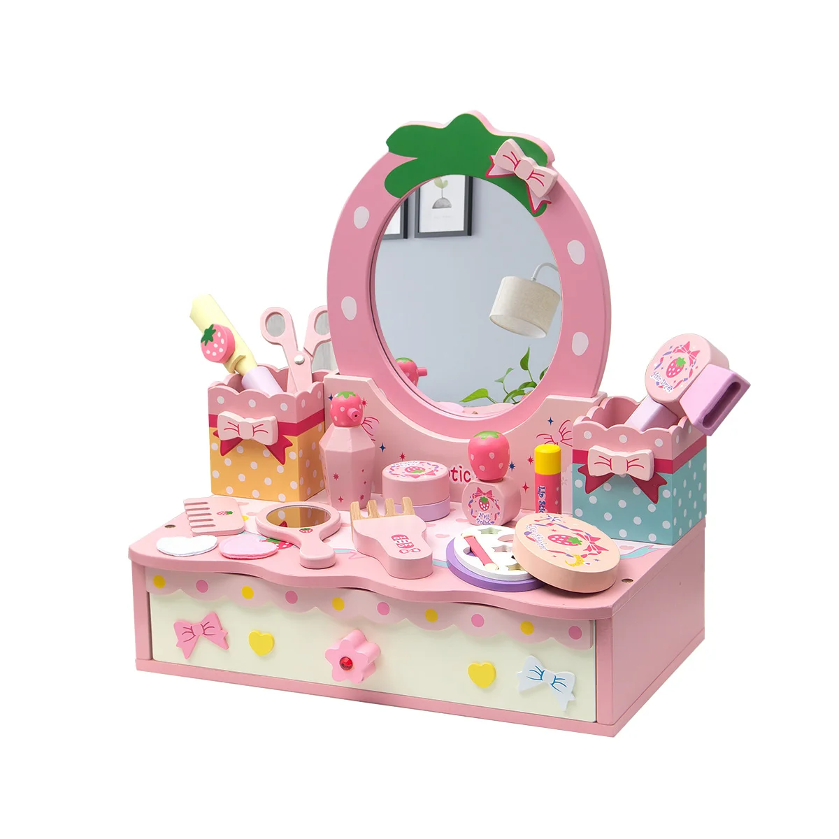 wooden toy Play house children simulation dressing table girl princess makeup table toys 3-5-7 years old wooden birthday gift