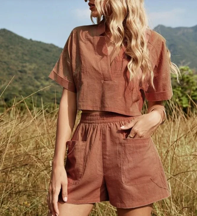 Loveda Wholesale Western Boutique Cotton Short Pajama Set Custom Shorts Sets for Women Two Piece