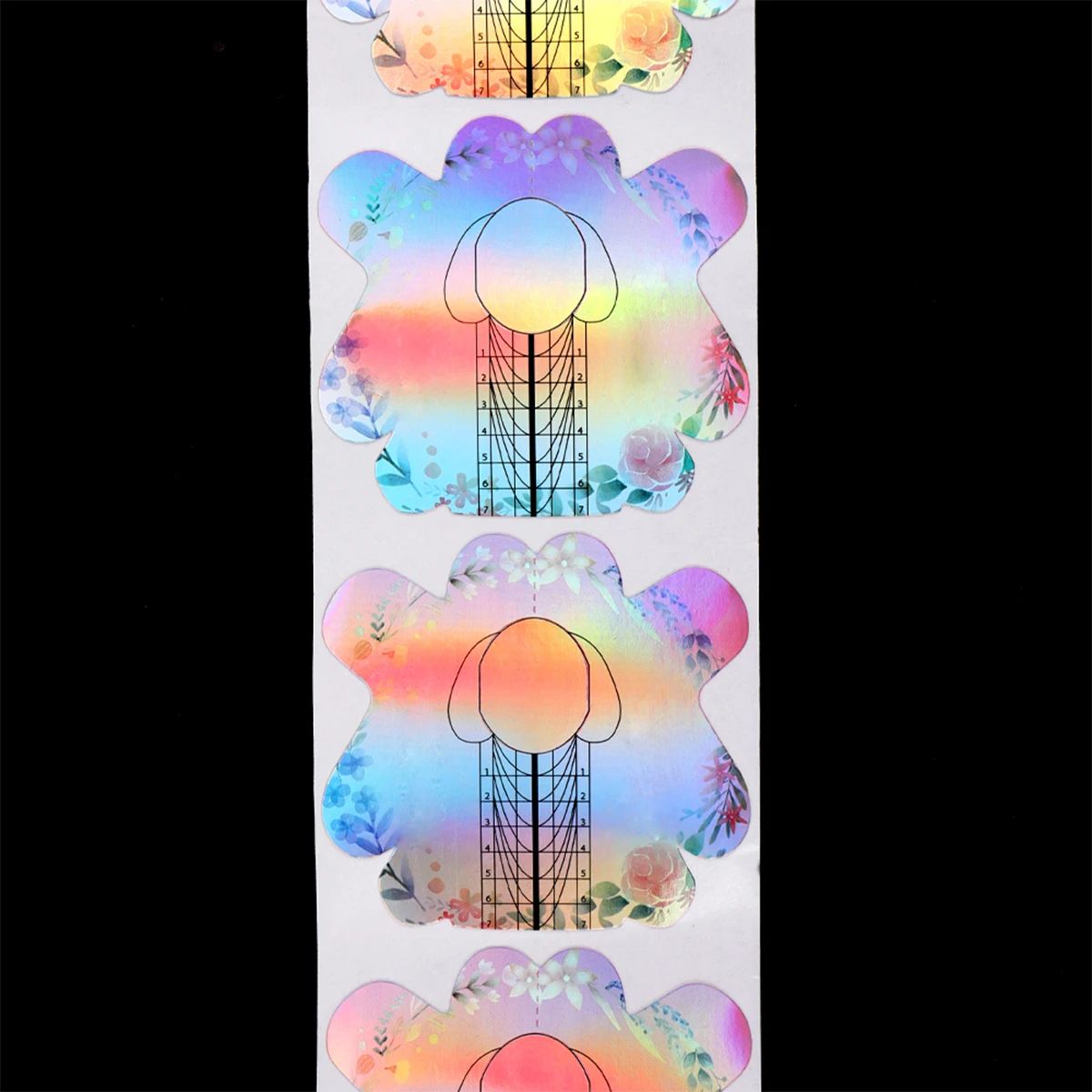  Long Soft Dispoal holographic paper nail art extensions forms Acrylic Nails custom Dual Nail form private