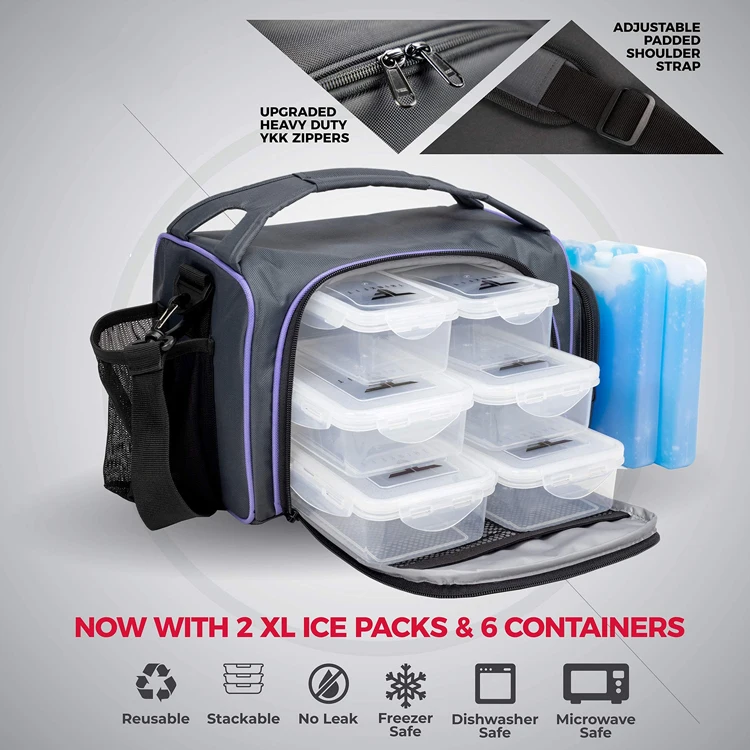 Cooler oem customized lunch box soft cooler bag meal prep kit artium lunch bags for women leakproof insulated