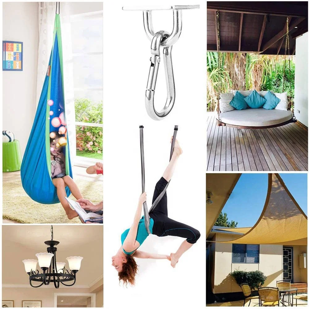 Stainless Steel Wall Mount Swing Hammock Hook Hanger Boat Rigging Loop U-Shaped Design Screws
