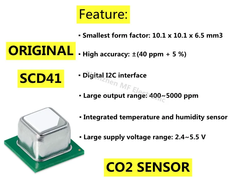 Excellent Performance Gas Detector Sensor SCD41 CO2 Temperature And Humidity Sensor Module With I2C Communication