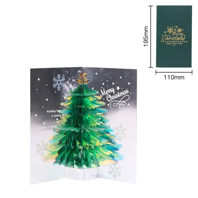 Custom Design Merry Christmas Gift Card 3D Pop Up Card Handmade Christmas Tree Greeting Cards