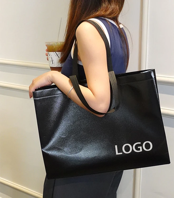 Custom Eco-Friendly RPET & PP Woven 120gsm-140gsm Non-Woven Shopping Bags with Reusable Handles Grocery Clothing Shoe Packaging