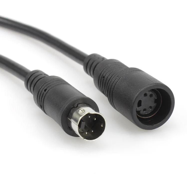 waterproof 4 pin mini din male and female extension cable connector