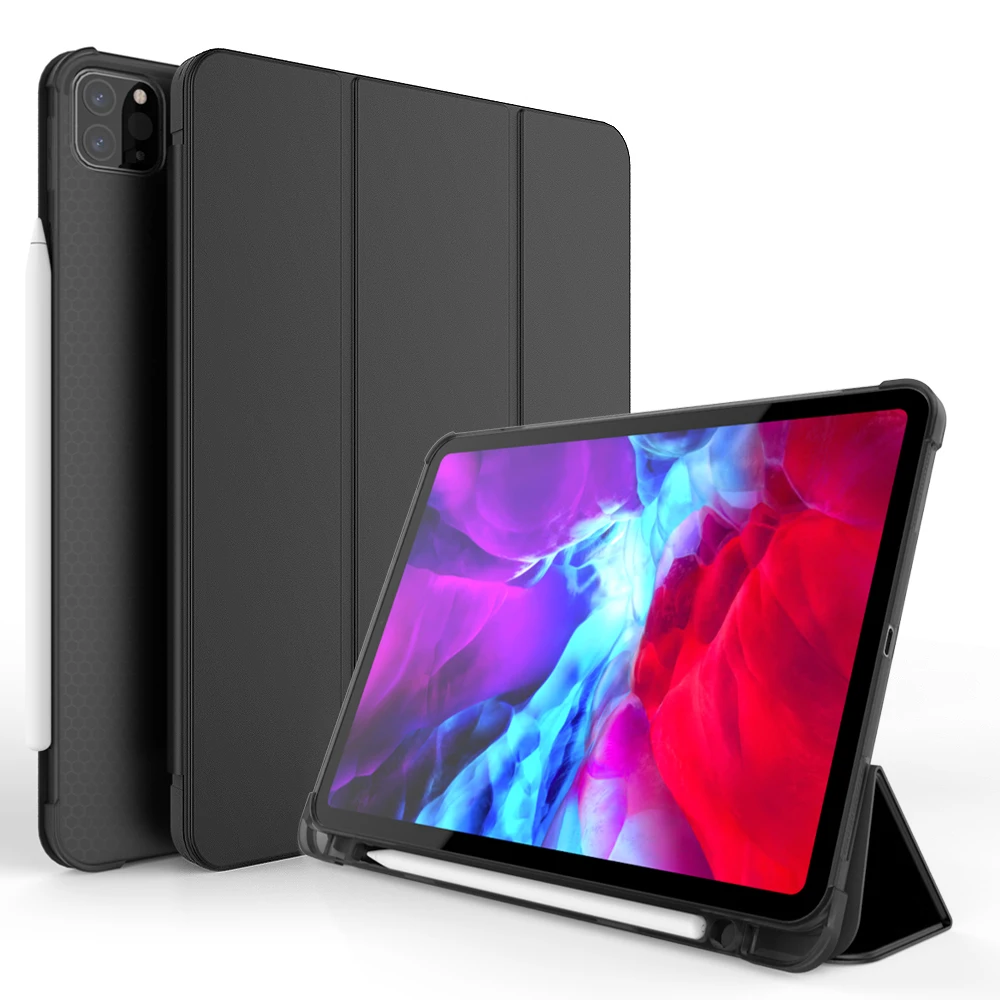 Best Quality TPU PU Three Folding Case For IPAD PRO 12.9 2020 Tablet Cover
