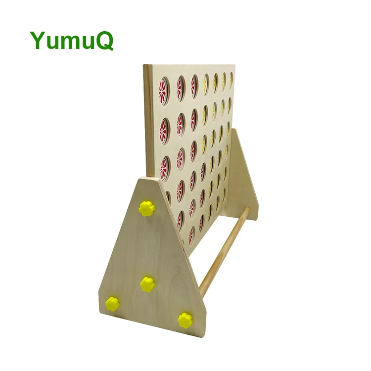 YumuQ High Quality  Garden Games Wooden Giant Connect Four 4 In A Row Small Size Easy Carry
