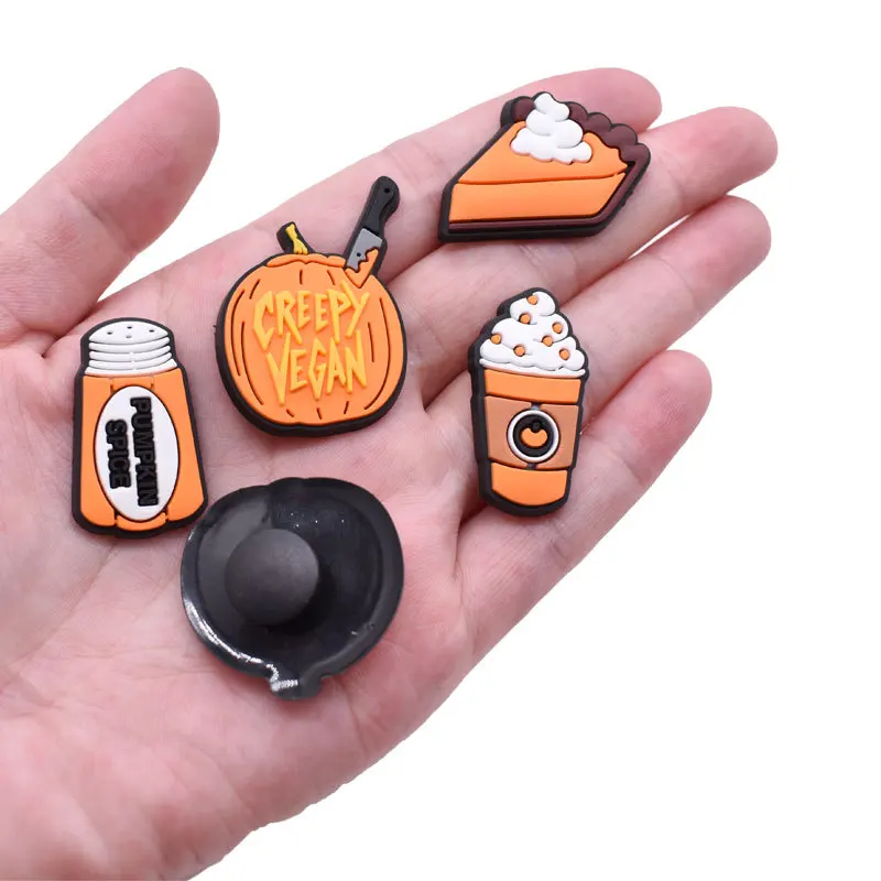 2024 shoe decoration Charm wholesale pvc Thanksgiving Pumpkin Shoes Flower Cartoon Buckle Kids shoe charms