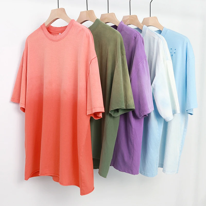 high quality fashion sunfade tees custom wash fade out tshirt vintage clothes oversized t shirt for men