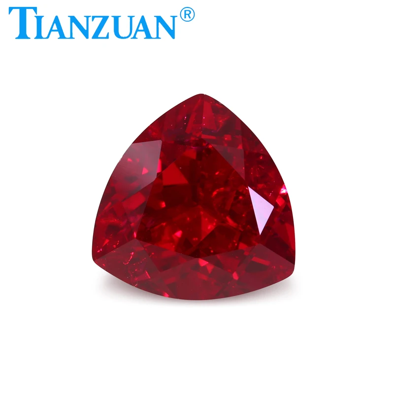 Lab Grown Ruby Pigeon Blood Red Ruby Trillion Shape Natural Cut with Cracks and inclusions Loose Stone Beads Jewelry Making