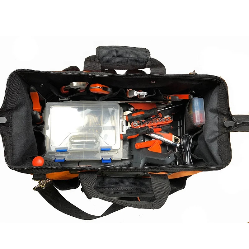 Electrical Tools Bag Heavy Duty With Plastic Base Water-Resistant 16 Inch Work Bag For Tools