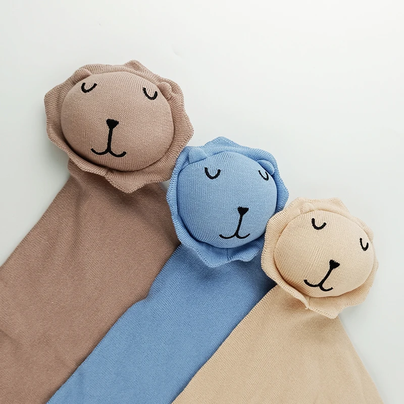 Pinuotu Baby Knitted Blanket Cotton Neutral Lion Soothing Baby Knit Warm Swaddle Bedding Winter Kids Security Blankets