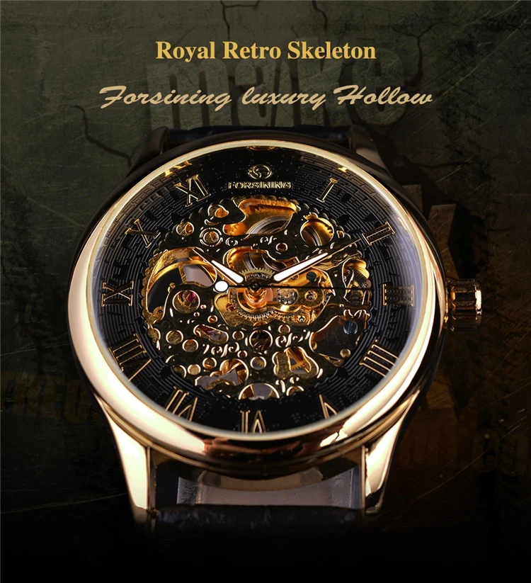  Часы наручные FORSINING GMT923 Мужские механические роскошные брендовые деловые с