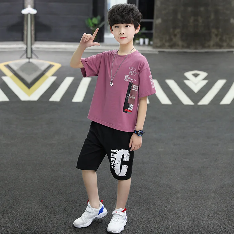 Boys Clothing Sets Summer Casual Outfit T-shirt + Pants Boys Clothes Children Clothing Suit Kids Tracksuit Teen 6 8 9 10 12 Year